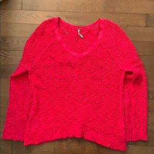 FREE PEOPLE vneck sweater in watermelon pink